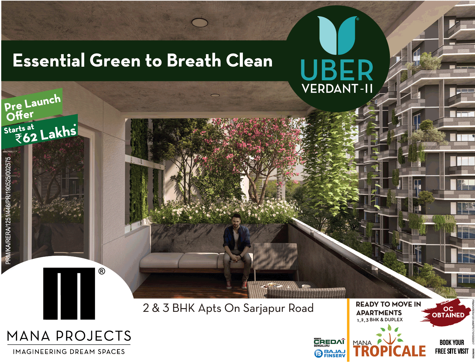 Mana Uber Verdant 2 Pre launch offer starting at Rs 62 Lakhs in Bangalore